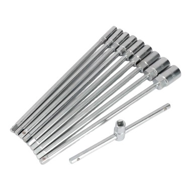 Llave t con vasos intercambiables, 8-19 mm, juego 10 piezas