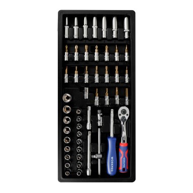 Carraca ¼ pulg, vasos y puntas, juego 50 piezas