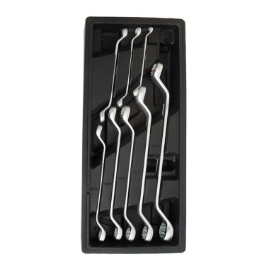 Llaves de estrella cromo-vanadio acodadas dobles, juego 8 piezas