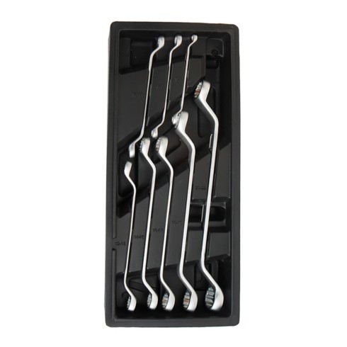 Llaves de estrella cromo-vanadio acodadas dobles, juego 8 piezas