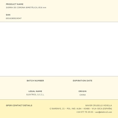 Sierra de corona bimetálica, ø16 mm