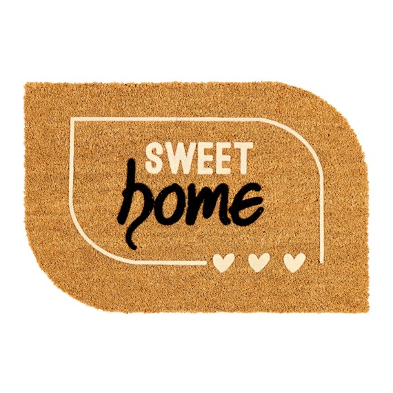 Felpudo 100% coco floqueado diseño sweet home, 60 x 40 cm