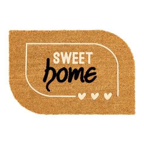 Felpudo 100% coco floqueado diseño sweet home, 60 x 40 cm