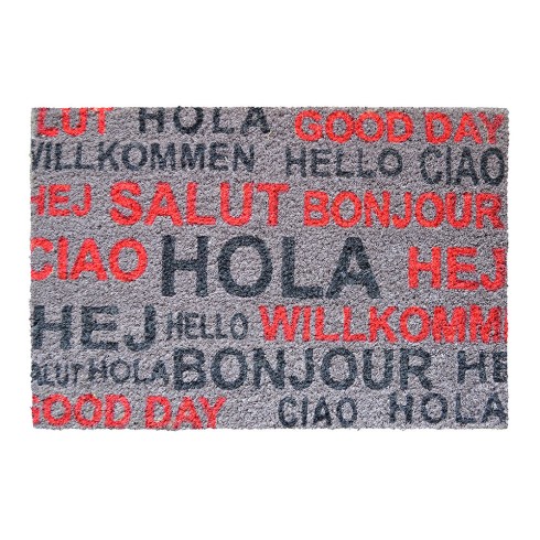 Felpudo de coco pintado diseño saludos, 60 x 40 cm