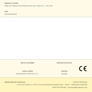 Faro de trabajo rectangular 18 leds 1500 lm 9 - 32 v ip67