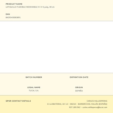 Latiguillo flexible inoxidable h-h ½ pulg, 30 cm