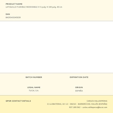 Latiguillo flexible inoxidable h ½ pulg-h 3/8 pulg, 40 cm