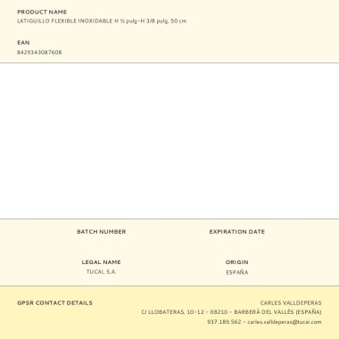 Latiguillo flexible inoxidable h ½ pulg-h 3/8 pulg, 50 cm