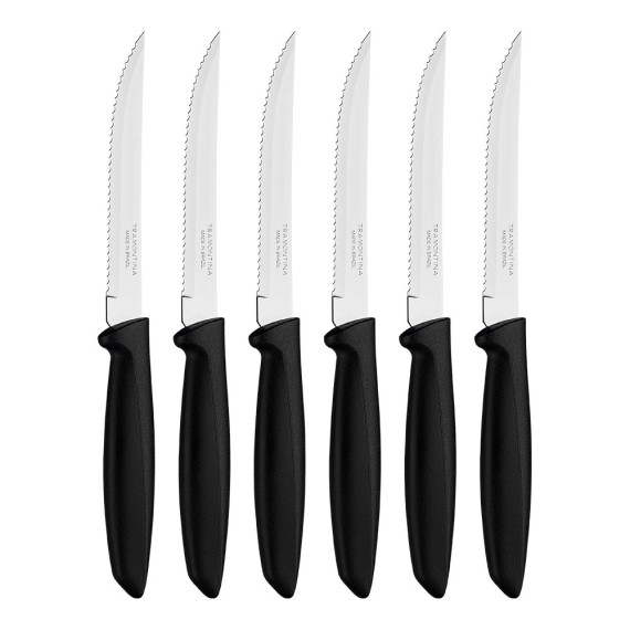 Cuchillos dentados para carne, plenus, negro, 6 uds
