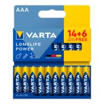 Pila alkalina longlife power aaa - lr03 blister 20 uds, 14 + 6, ø10,5 x 44,5 mm