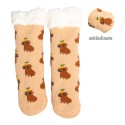 Calcetines capibara estampados antideslizantes con forro de borreguito suave, talla 36 - 41