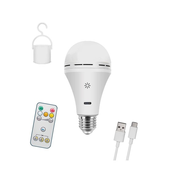 Bombilla led, recargable usb, e27, 6 w, 3cct, dimmable, 500 lm