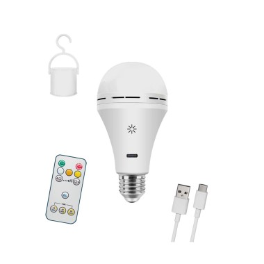 Bombilla led, recargable usb, e27, 6 w, 3cct, dimmable, 500 lm