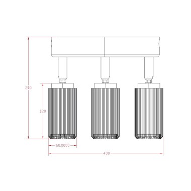 Foco 3 elementos, sahara arenado, gu10, 10w, (bombillas no incluidas), negro, 40 x 6 x 21 cm