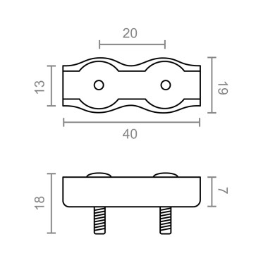 Sujetacable plano doble sjt02, 4 mm, galvanizado, blister 2 uds
