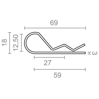 Pasador ps14 forma r, 3 mm, galvanizado, blister 2 uds
