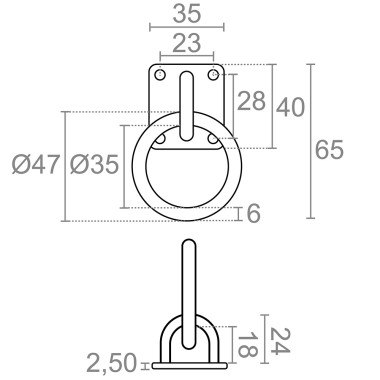 Placa amarre con anilla ap13, 6 mm, inoxidable, blister 2 uds