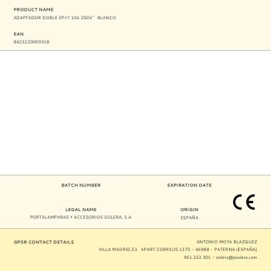 Adaptador doble 2p+t 10a 250 v~ blanco