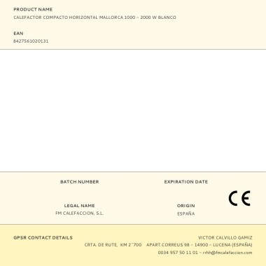 Calefactor compacto horizontal mallorca blanco, 2000 w