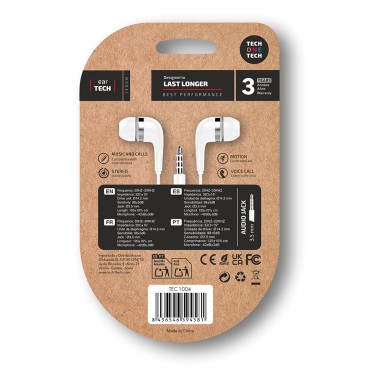 Auriculares eartech con conector mini-jack blancos