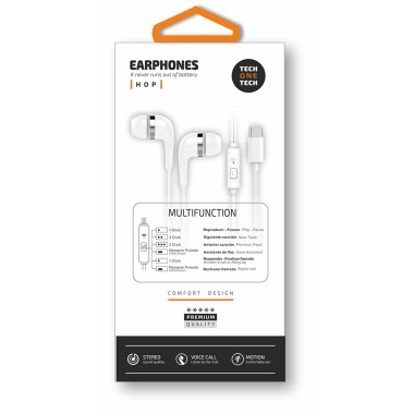 Auriculares hop con conector usb-c blancos