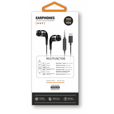 Auriculares hop con conector usb-c negros