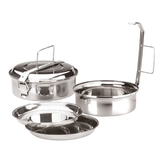 Fiambrera de acero inoxidable con 2 platos ø16 cm