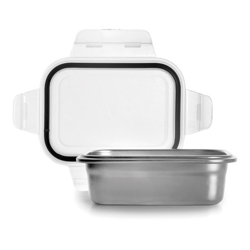Fiambrera rectangular de acero inoxidable con tapa hermética de plástico 400 ml