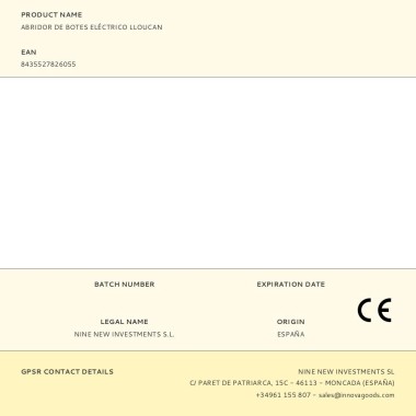 Abridor de botes eléctrico lloucan, 18,5 x 6 x 10 cm