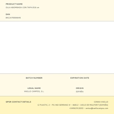 Olla abombada con tapa ø16 cm