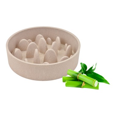 Comedero bambú slow beige, 800 ml, ø17,5 x 17,5 x 5 cm