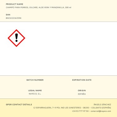 Champú para perros oilcare aloe vera y manzanilla, 300 ml