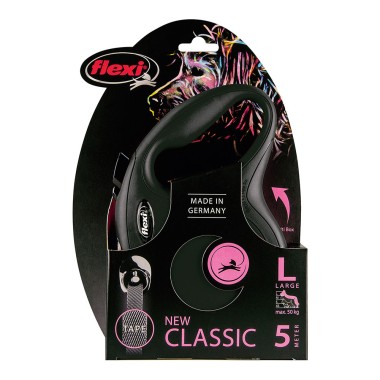 Correa extensible flexi classic negra, cinta 5 m, l, hasta 50 kg