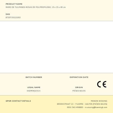 Ramo de tulipanes rosas de polipropileno, 15 x 15 x 40 cm