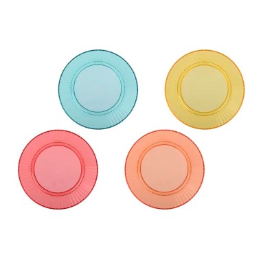 Cuenco reutilizable de rayas en relieve ø15 x 7 cm, de colores surtidos, 4 uds