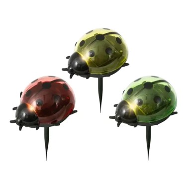Estaca solar en forma de mariquita, colores surtidos, ø8 x 6 x 14 cm