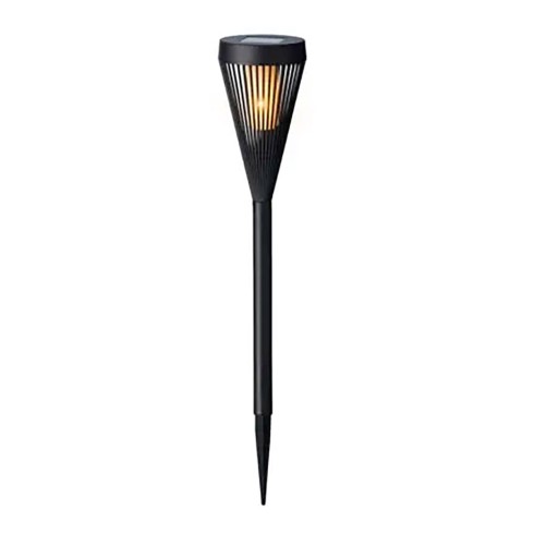Estaca solar negra en forma de antorcha 12 leds, ø10 x 46 cm