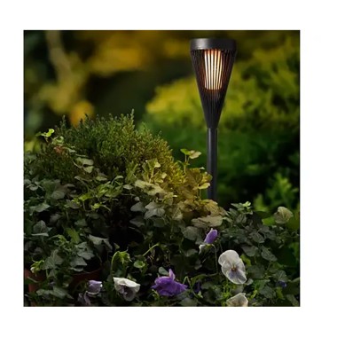 Estaca solar negra en forma de antorcha 12 leds, ø10 x 46 cm