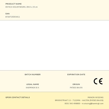 Estaca solar negra, ø4,5 x 23 cm