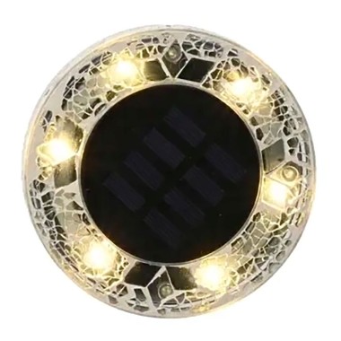 Estaca solar redonda de cristal mosaico, 6 leds 7 im, ø11,5 x 13 cm