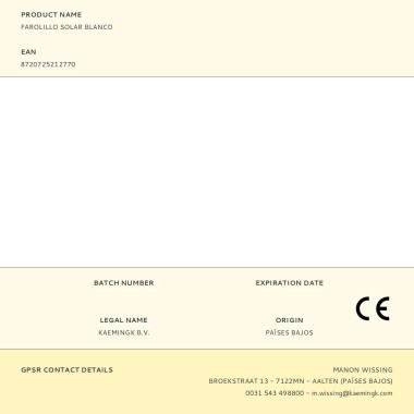 Farolillo solar blanco, ø22 x 25 cm