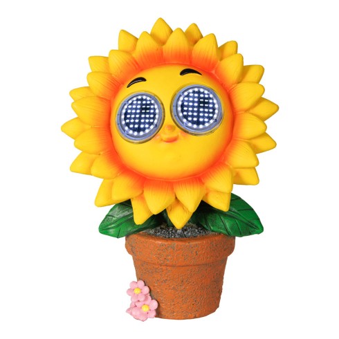 Figura solar girasol amarillo 15,5 x 10,5 x 21,5 cm