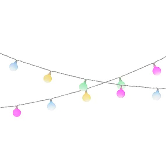 Guirnalda solar recargable, 30 leds, luz multicolor pastel, ip44, 2,9 m