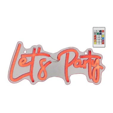 Luz led neón decorativa let's party, 40 x 16 x 1,5 cm