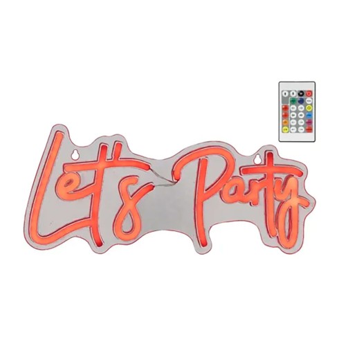 Luz led neón decorativa let's party, 40 x 16 x 1,5 cm