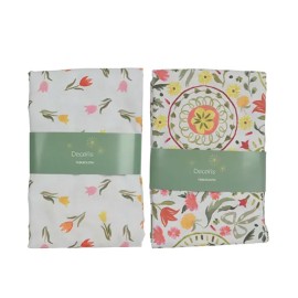 Mantel de poliéster y algodón, diseño de tulipanes, modelos variados 140 x 250 cm