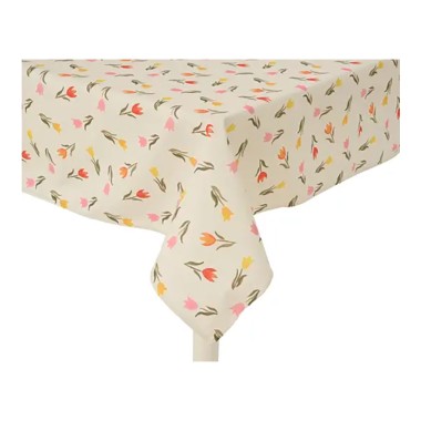 Mantel de poliéster y algodón, diseño de tulipanes, modelos variados 140 x 250 cm