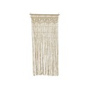 Cortina para puerta de macramé beige y barra de bambú claro 90 x 200 cm