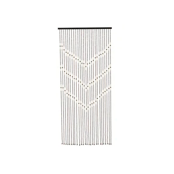 Cortina para puerta de bambú a rayas y barra de bambú 90 x 200 cm