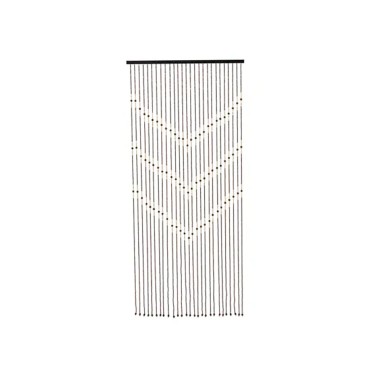 Cortina para puerta de bambú a rayas y barra de bambú 90 x 200 cm